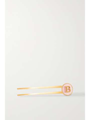BALMAIN PARIS HAIR COUTURE Gold-plated and leather hair pin