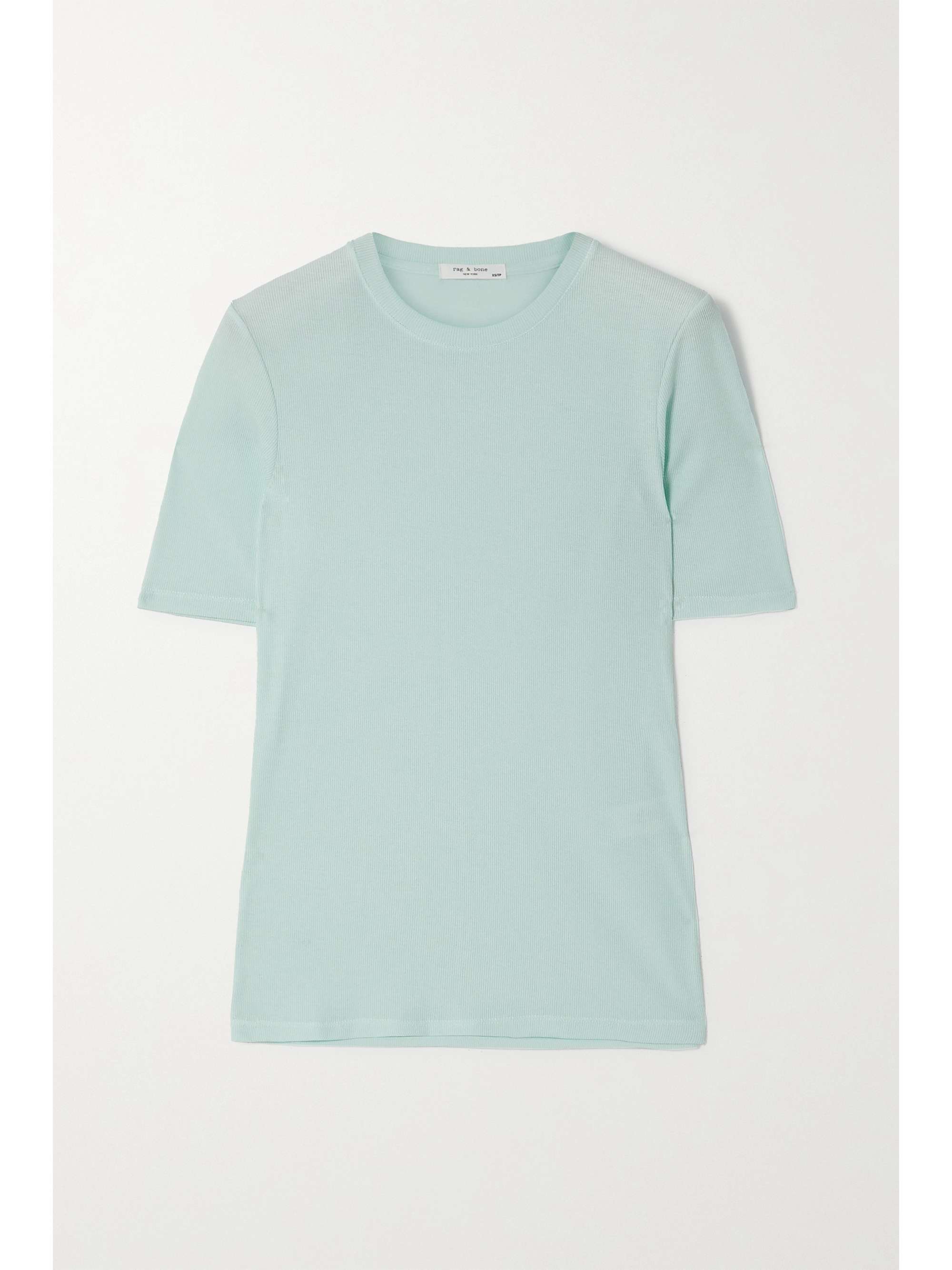 Blue Ribbed cotton and modal-blend T 