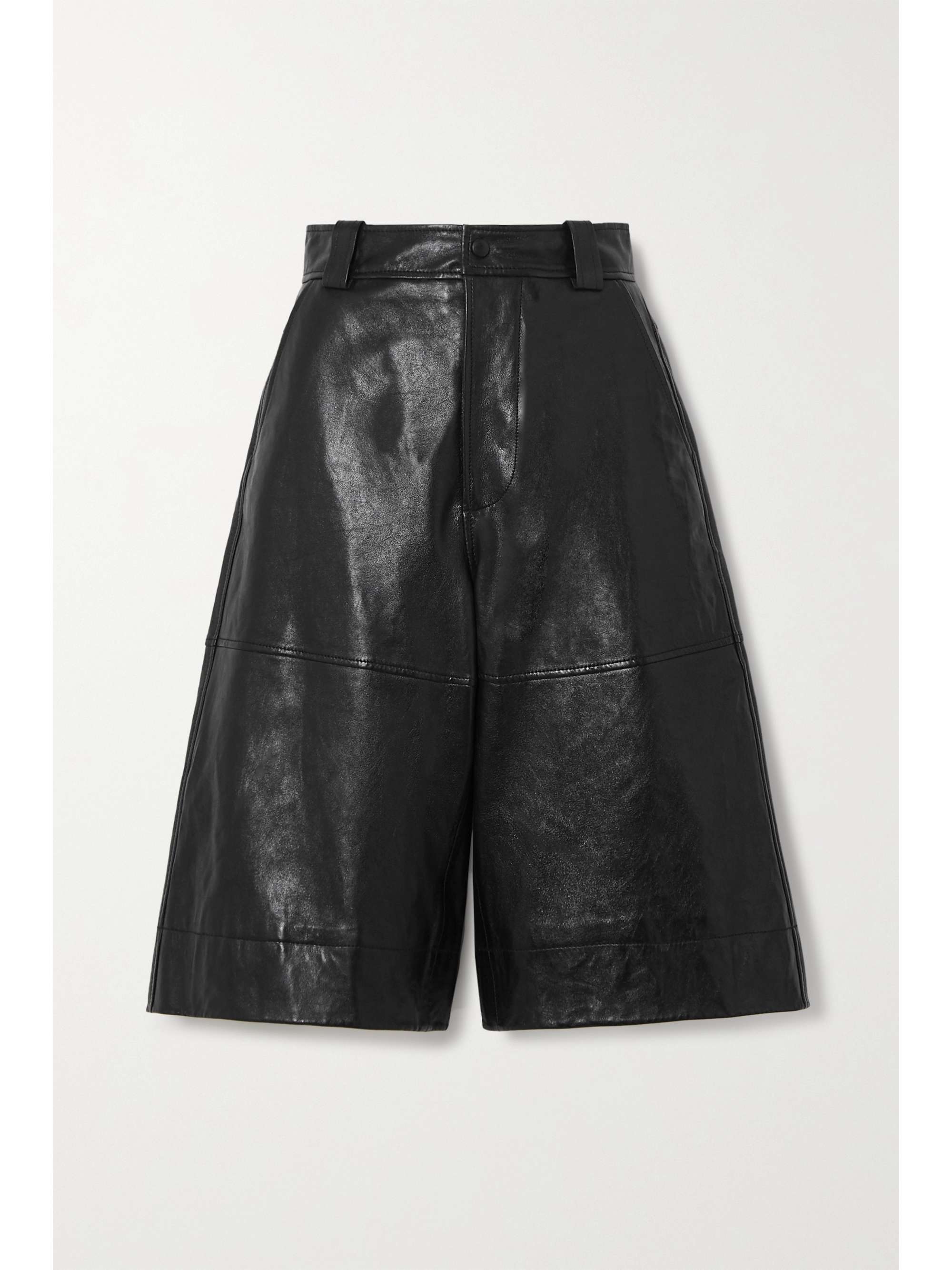 Black Leather shorts | GANNI | NET-A-PORTER