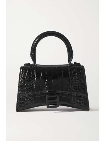 BALENCIAGA Hourglass XS croc-effect leather tote