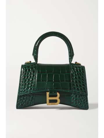 BALENCIAGA Hourglass XS croc-effect leather tote
