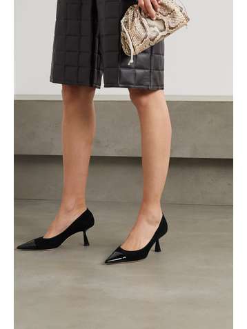JIMMY CHOO Rene 65 suede and patent-leather pumps