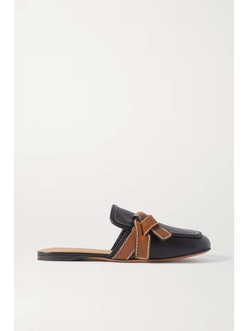 LOEWE Gate zweifarbige Slippers aus Leder mit Ziernähten