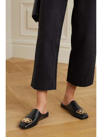 BALENCIAGA Cosy BB logo-embellished leather slippers