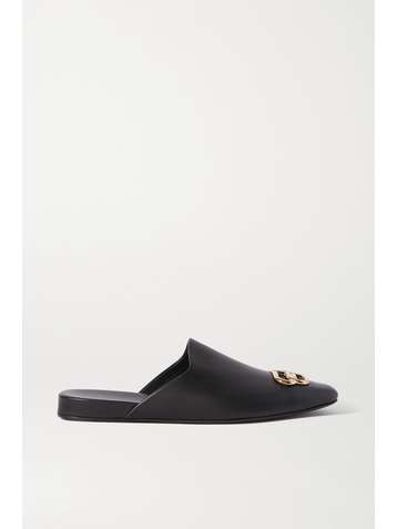 BALENCIAGA Cosy BB logo-embellished leather slippers