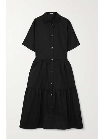 CO Tiered cotton-poplin midi shirt dress