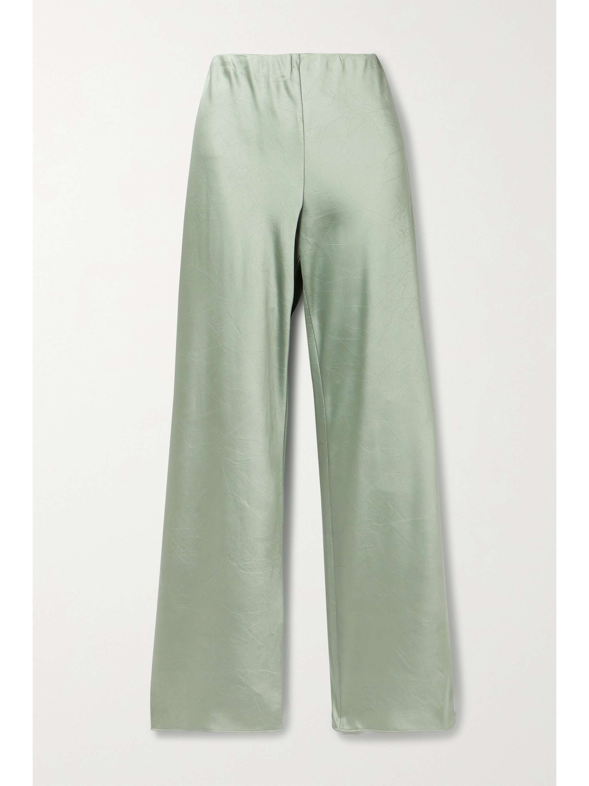 Gray green Crinkled-satin straight-leg 