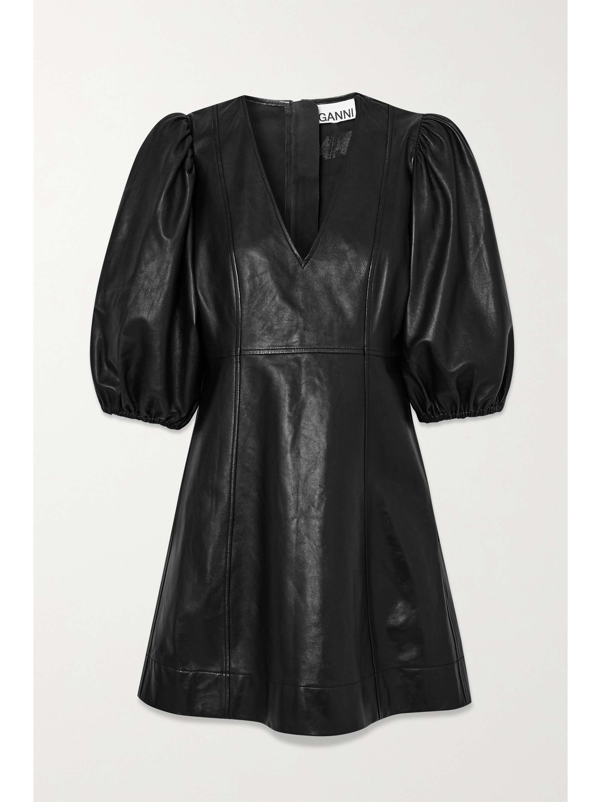 Black Leather mini dress | GANNI | NET 