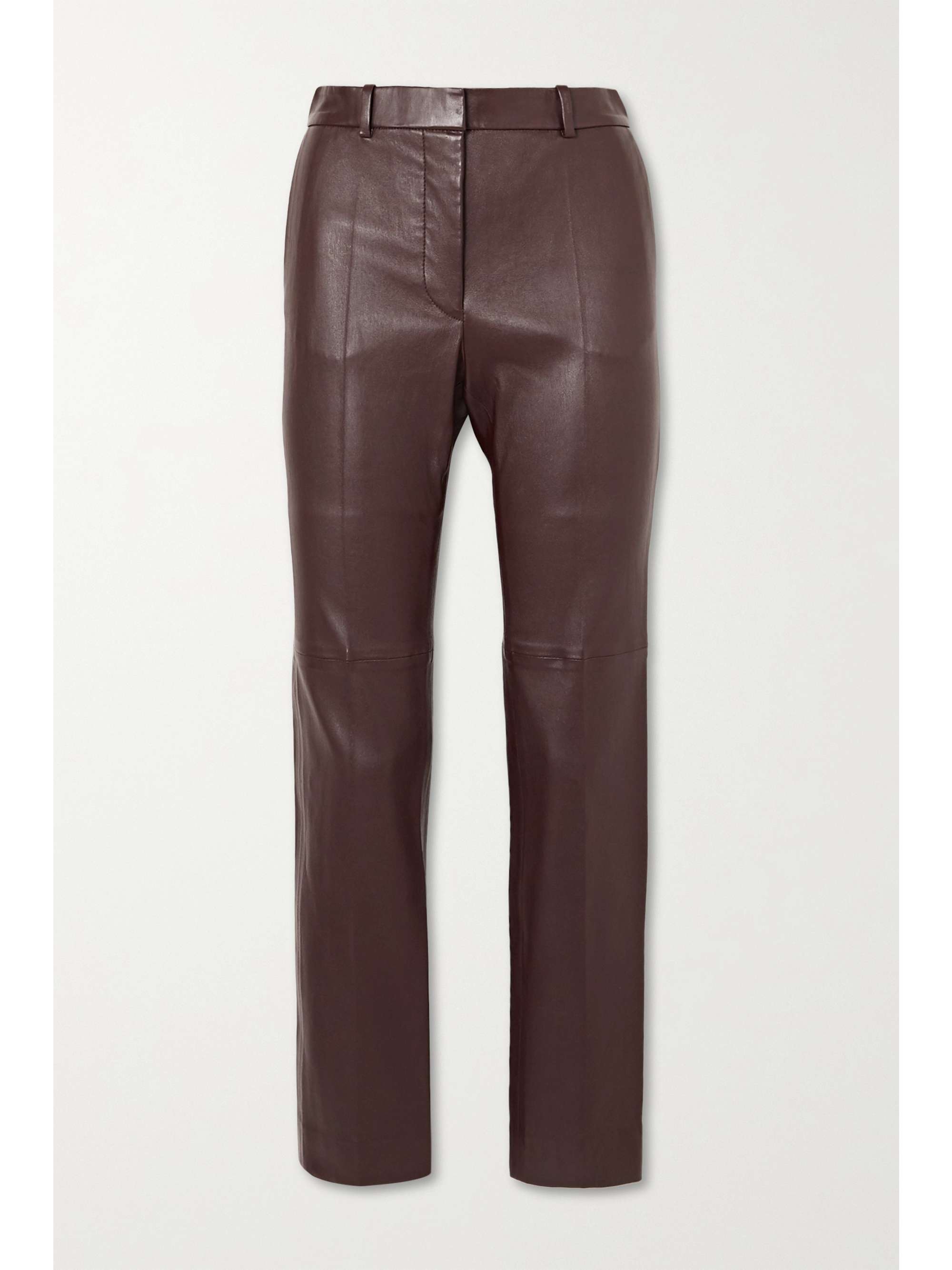 Burgundy Coleman leather slim-leg pants 