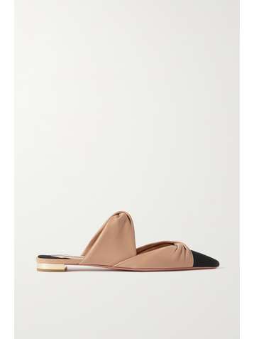 AQUAZZURA Mules en cuir à finitions en faille Twist