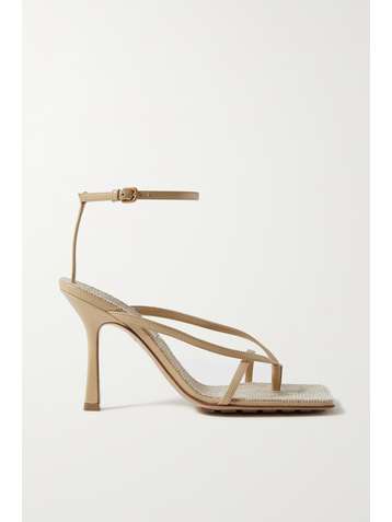 BOTTEGA VENETA Leather and raffia sandals