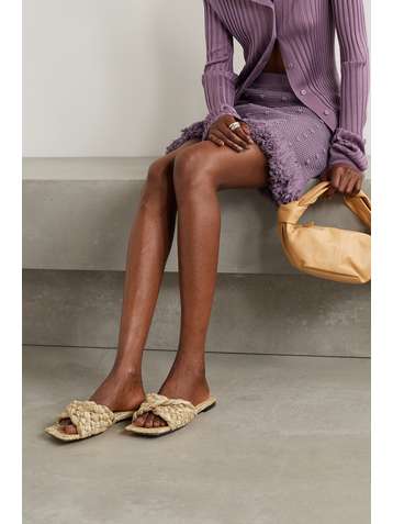 BOTTEGA VENETA Intrecciato raffia slides
