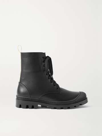 LOEWE Schnürstiefel aus Leder mit Canvas-Besatz und Logoprint