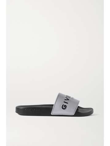 GIVENCHY Logo-print metallic rubber slides