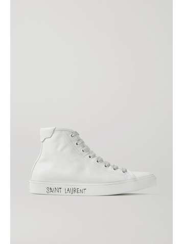 SAINT LAURENT Malibu distressed leather high-top sneakers