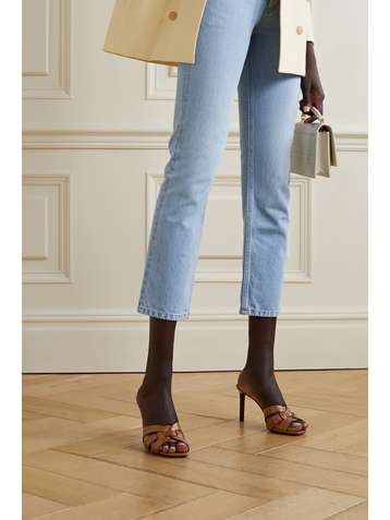 SAINT LAURENT Tribute Mules aus Leder in Flechtoptik