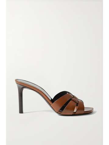 SAINT LAURENT Tribute Mules aus Leder in Flechtoptik