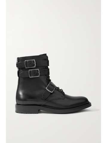 SAINT LAURENT Army buckled leather ankle boots