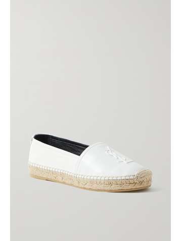 SAINT LAURENT Logo-embossed leather espadrilles