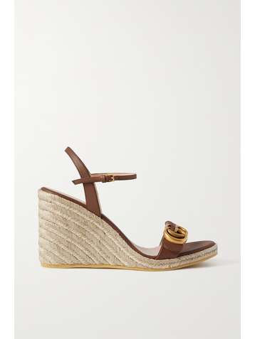 GUCCI Aitana 85 leather espadrille wedge sandals
