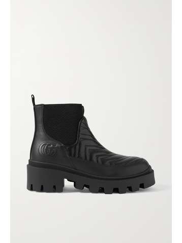 GUCCI Frances logo-embroidered matelassé leather Chelsea boots