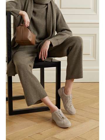 GIANVITO ROSSI Leather-trimmed suede sneakers