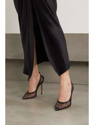 GIANVITO ROSSI 105 Pumps aus Netzmaterial mit Lederbesätzen
