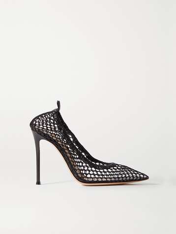 GIANVITO ROSSI 105 Pumps aus Netzmaterial mit Lederbesätzen