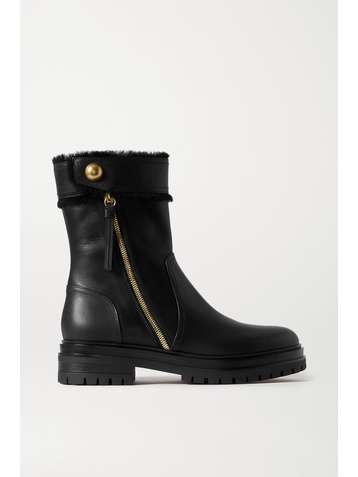 GIANVITO ROSSI Montreal shearling-trimmed leather ankle boots