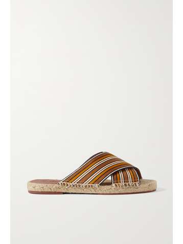 LORO PIANA Suitcase striped canvas espadrille slides