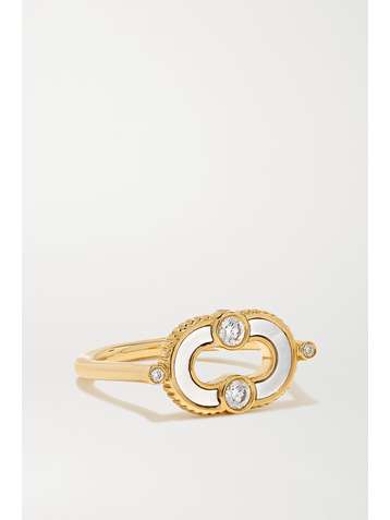 VILTIER + NET SUSTAIN Magnetic Semi 18-karat gold, mother-of-pearl and diamond ring