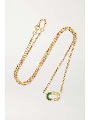 VILTIER + NET SUSTAIN Magnetic Semi 18-karat gold, diamond and malachite necklace