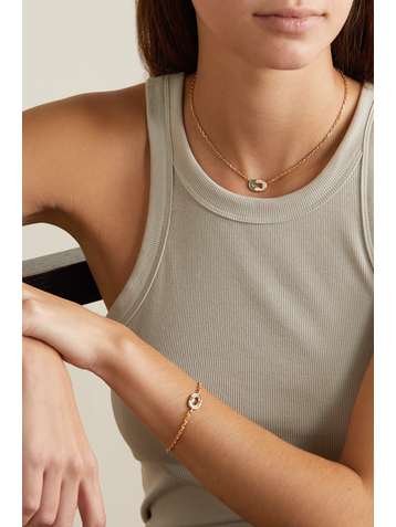 VILTIER + NET SUSTAIN Magnetic Semi 18-karat gold, diamond and malachite necklace