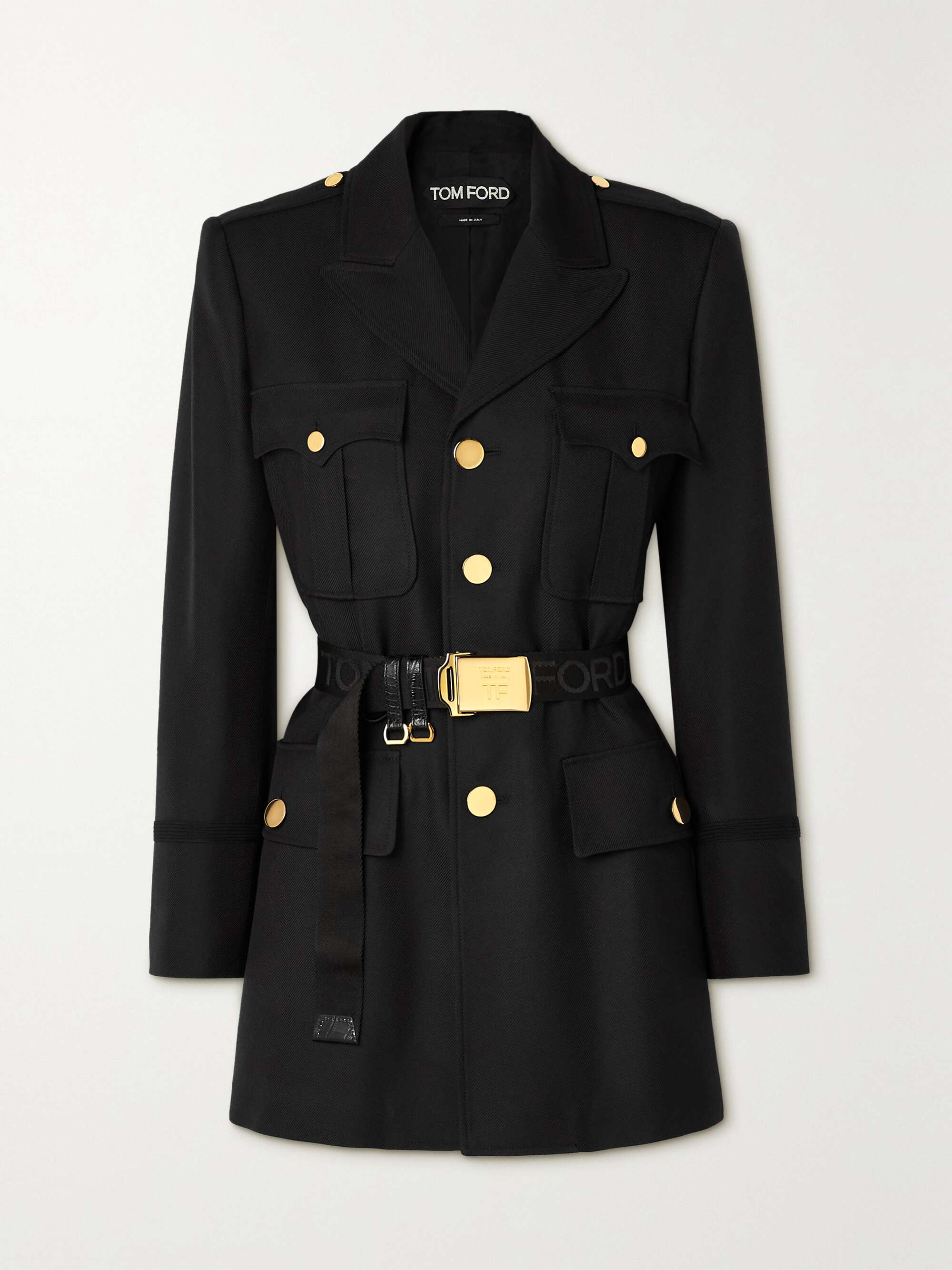 gold button wool blend coat