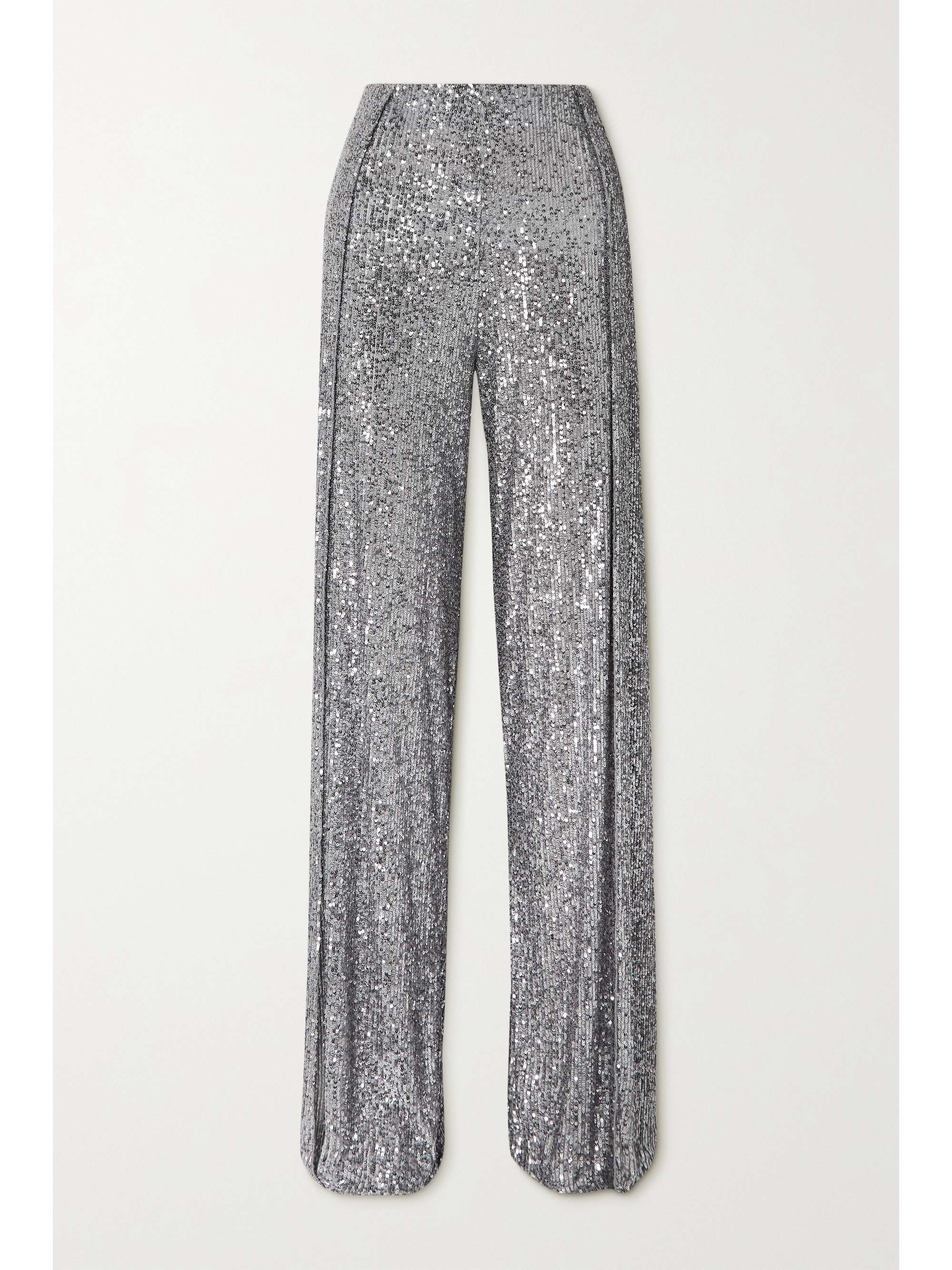 Silver Sequined tulle wide-leg pants 