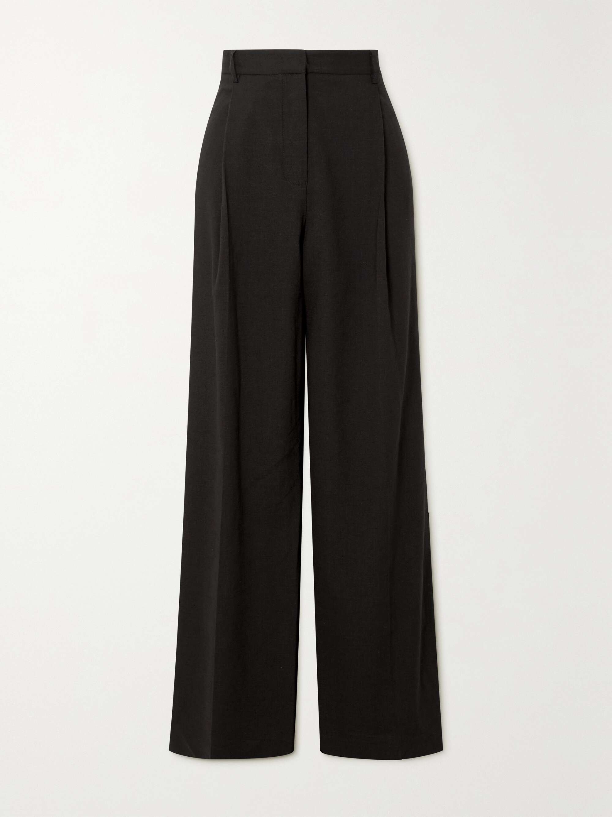 Black + NET SUSTAIN pleated linen-blend 