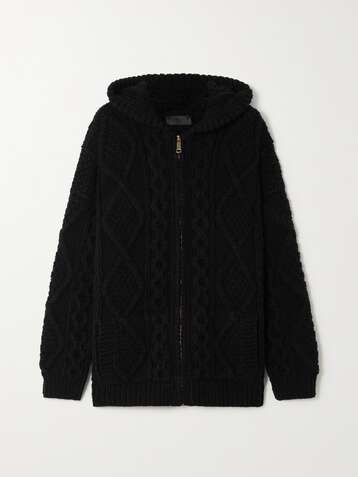 NILI LOTAN Giselle cable-knit wool-blend hoodie