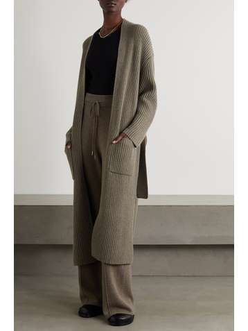 NILI LOTAN Claudine belted ribbed cashmere cardigan