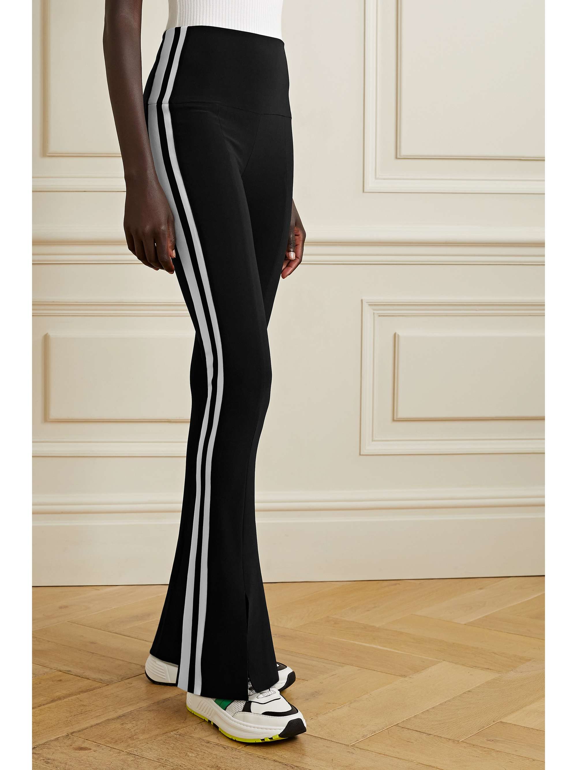 NORMA KAMALI Striped stretch-jersey leggings