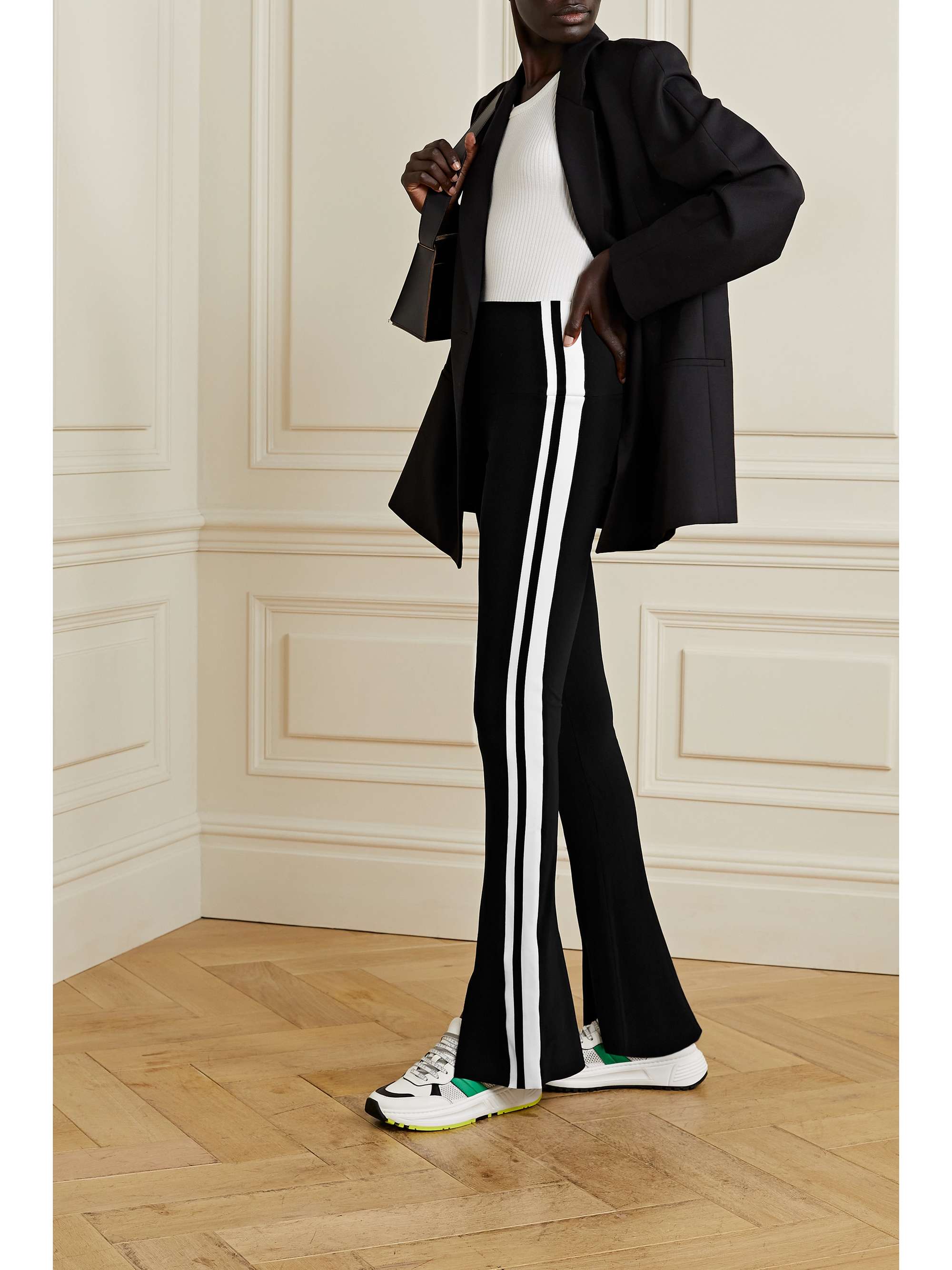 NORMA KAMALI Striped stretch-jersey leggings