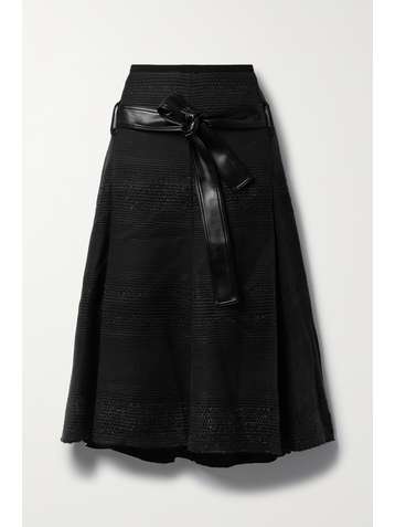 PROENZA SCHOULER Faux leather-trimmed tweed midi skirt