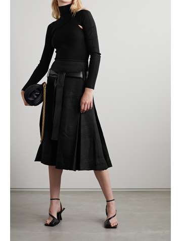 PROENZA SCHOULER Faux leather-trimmed tweed midi skirt