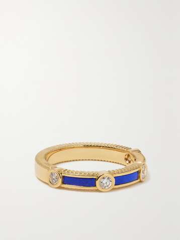 VILTIER Rayon 18-karat gold, diamond and lapis lazuli ring