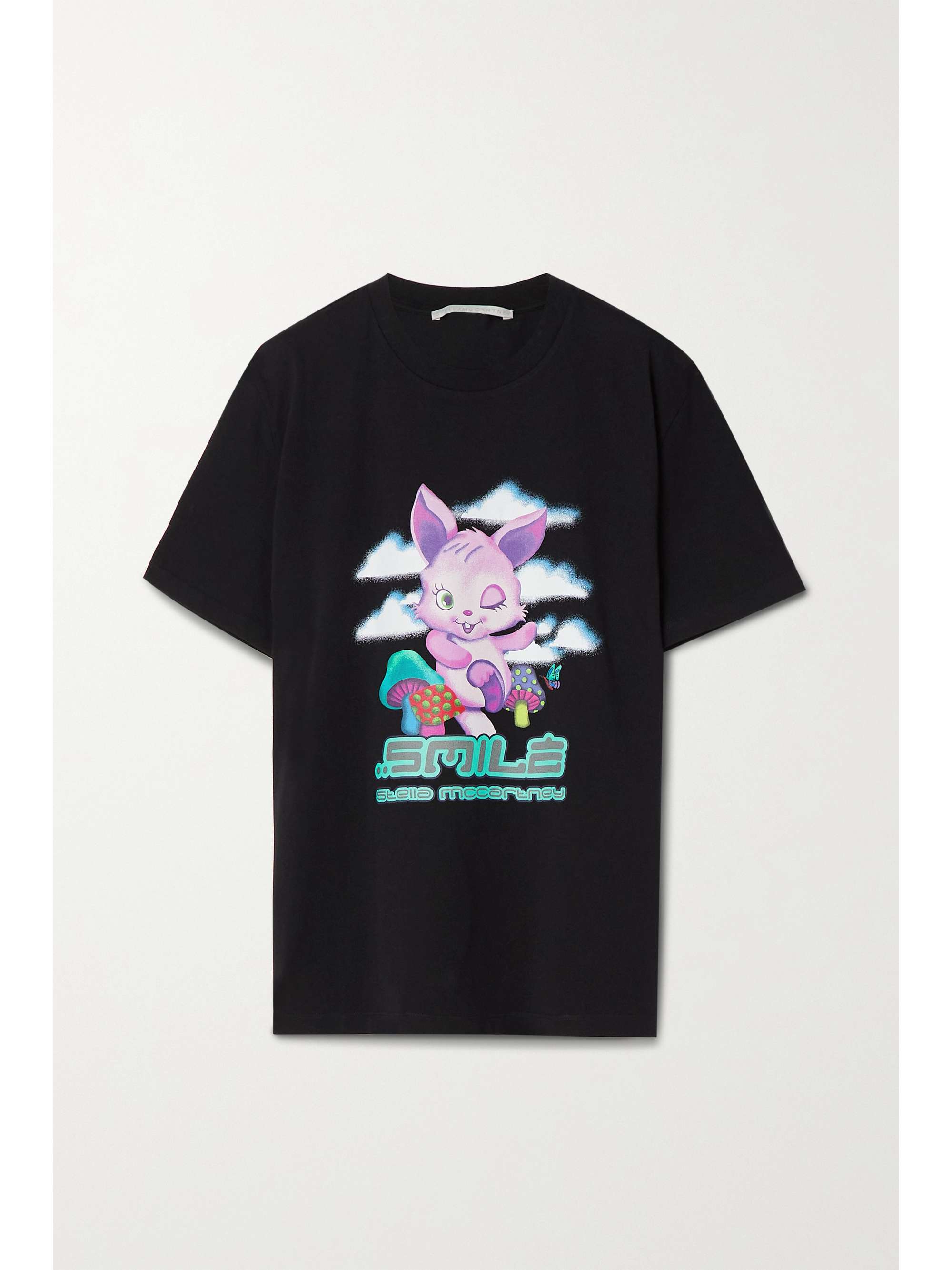 Black Printed cotton-jersey T-shirt 