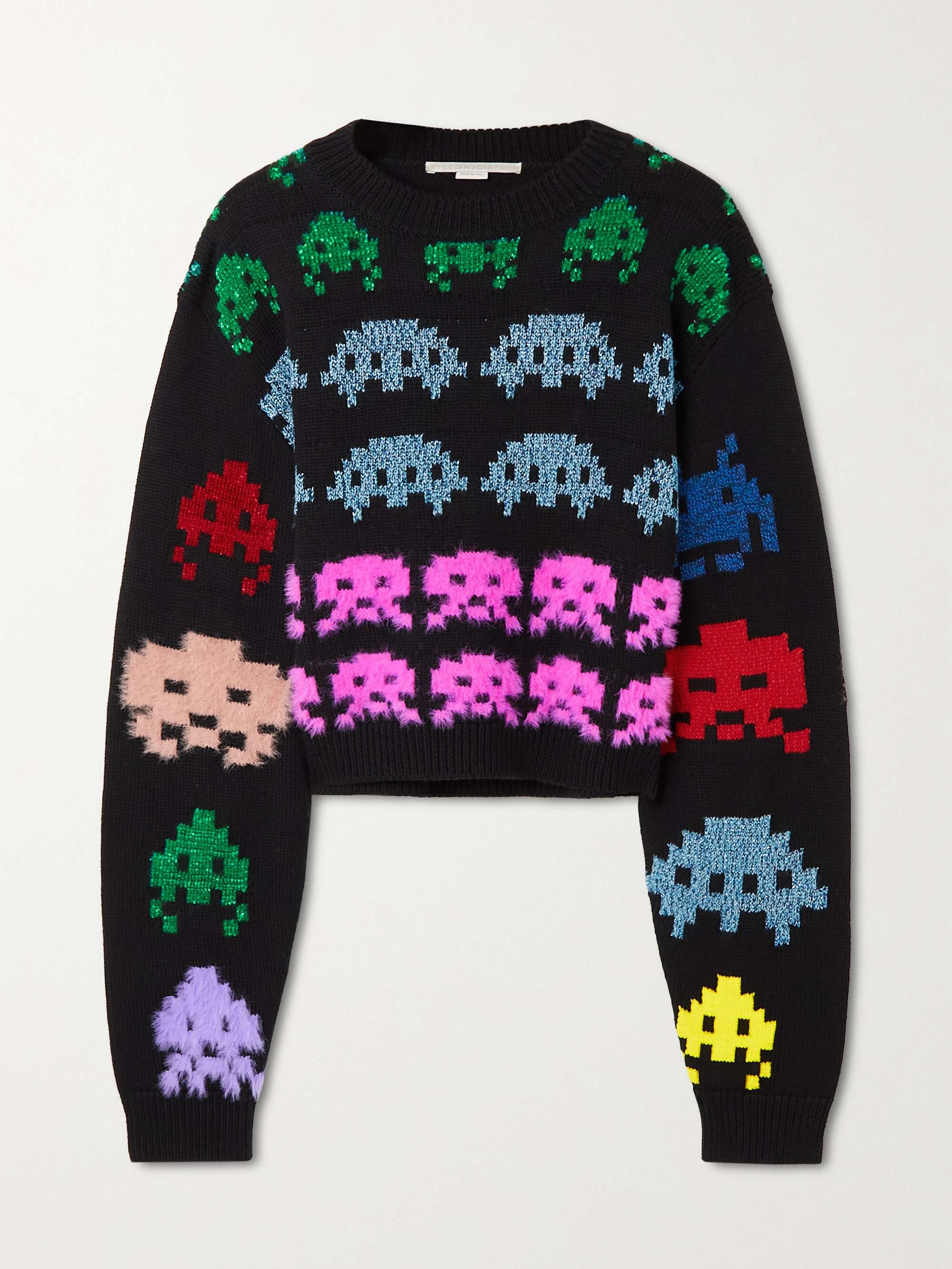 Black Game On metallic intarsia-knit 