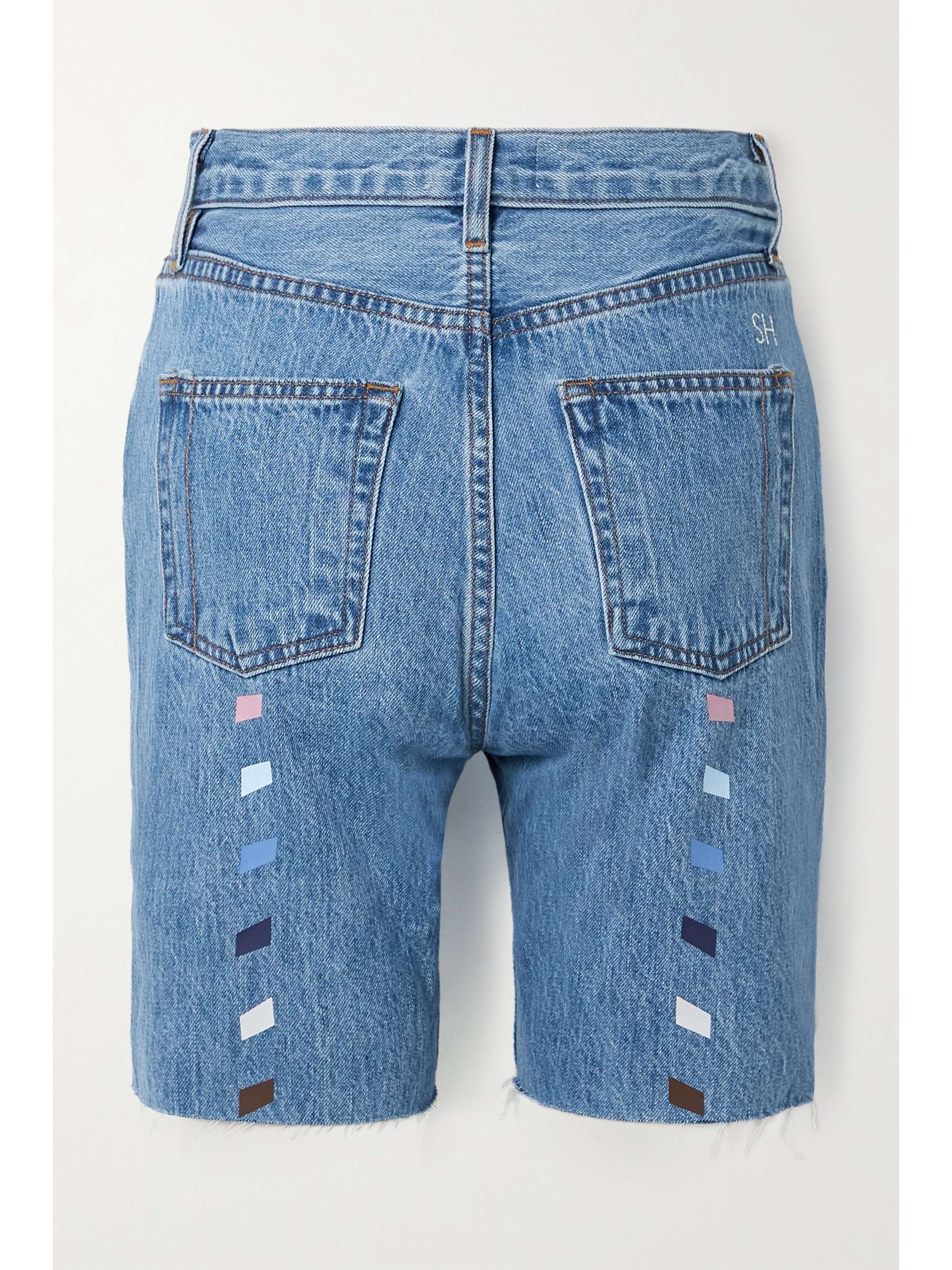 Mid denim Tate printed frayed denim 