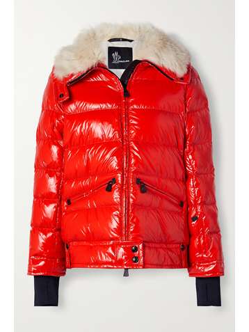 MONCLER GRENOBLE Arabba faux fur-trimmed quilted glossed-shell down jacket