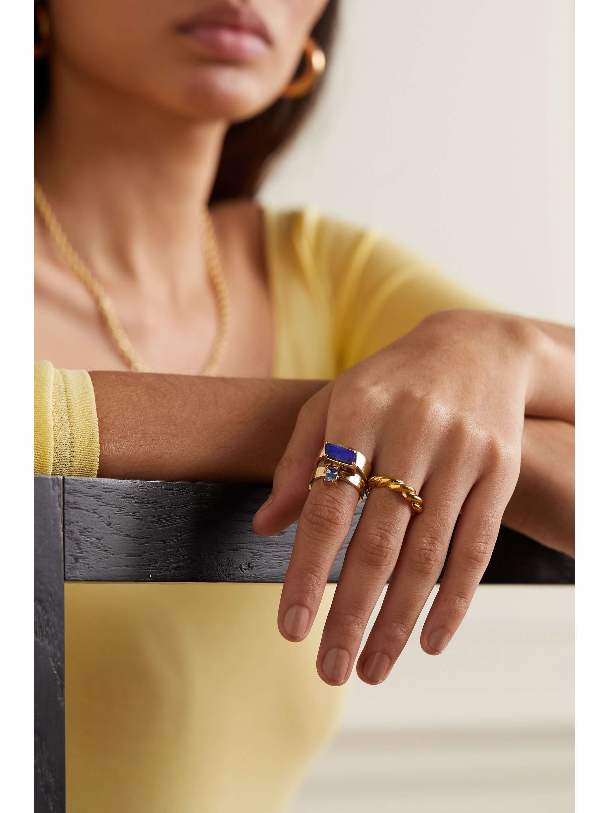 WWAKE Monolith 14-karat gold opal ring