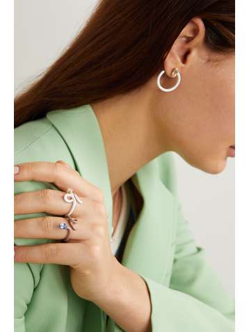 BEA BONGIASCA Baby Vine Tendril rose gold, enamel and topaz ring