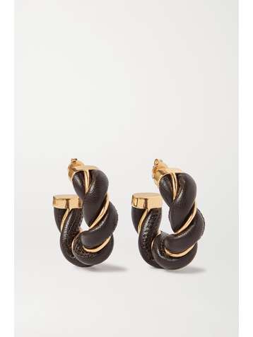 BOTTEGA VENETA Boucles d'oreilles en cuir et métal doré